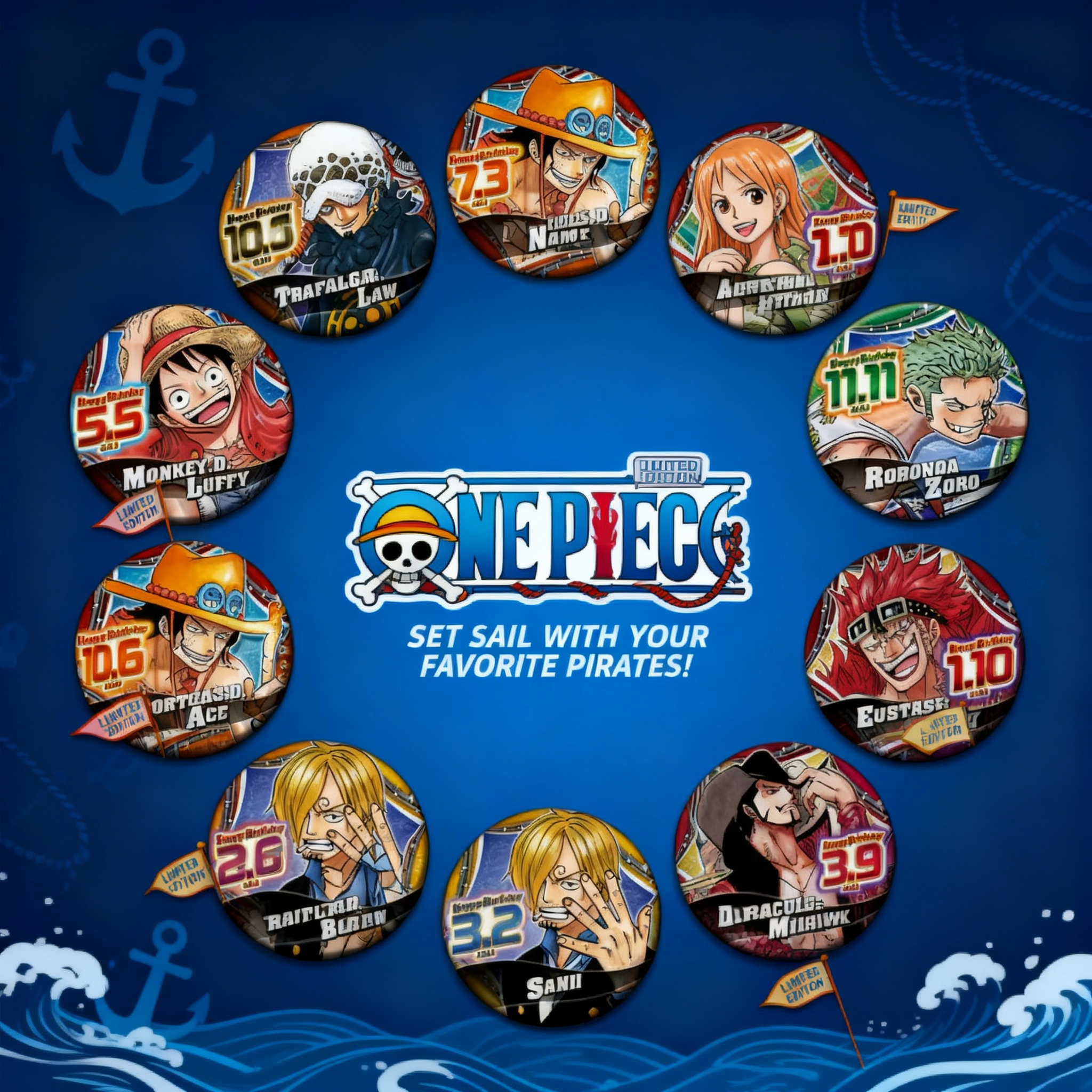 One Piece Anime Badge Collecti - Anime Convention Merchandise บทวิจารณ์และราคา